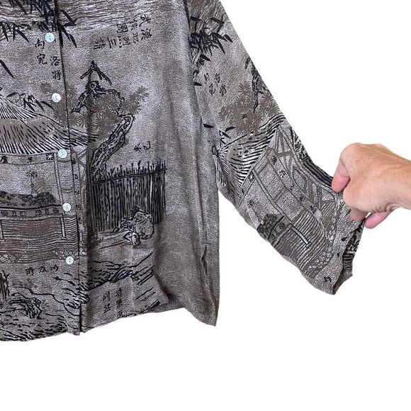 Vintage Chico's Japanese Print Rayon Button Up Blouse RARE - Picture 2 of 10